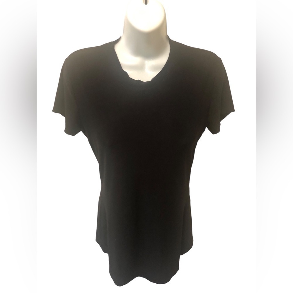 Norma Kamali Slim Fit Fitted Top Tee Black Sz S~4 Crew Neck Slinky Business